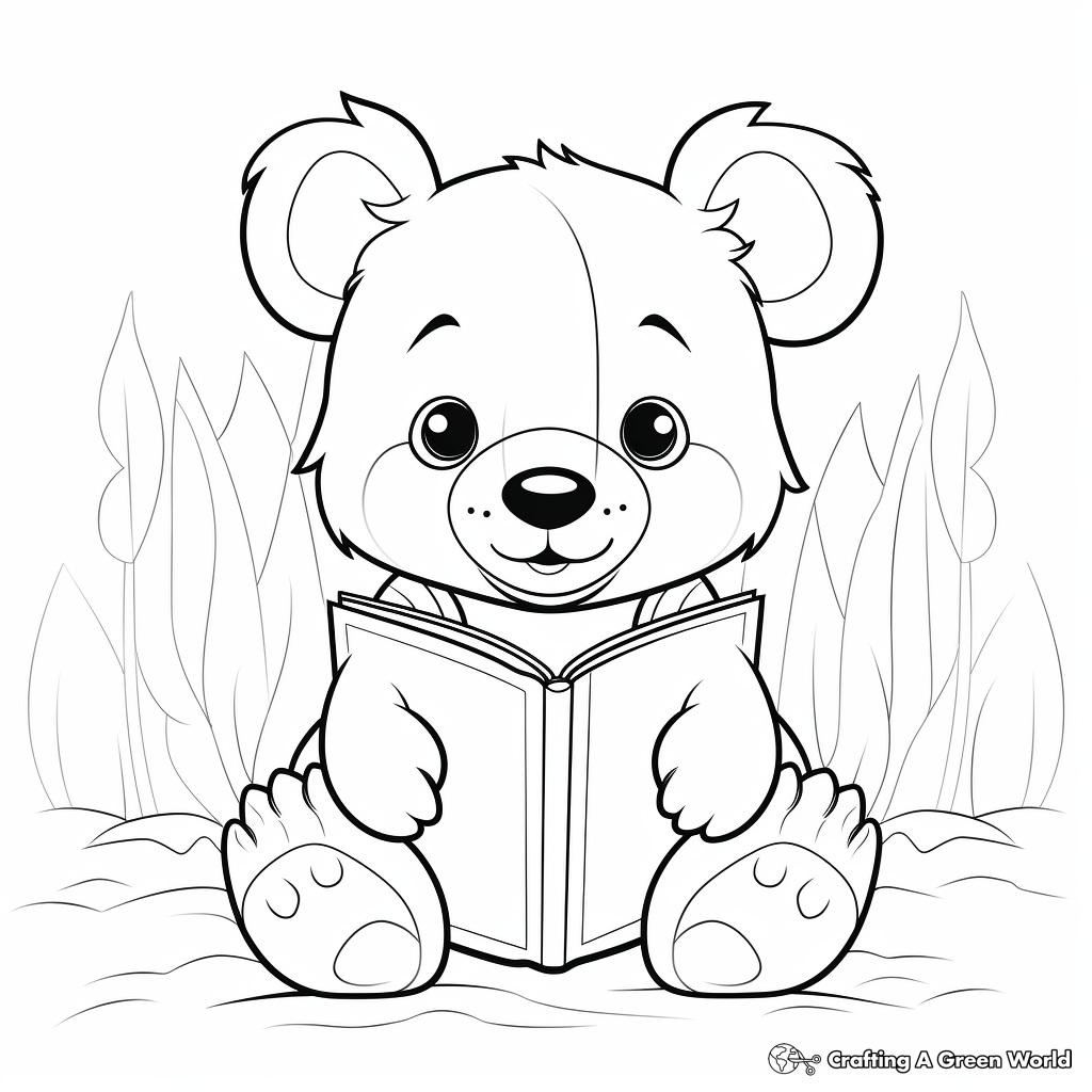 Cute Black Bear Cub Coloring Pages for Kids 1