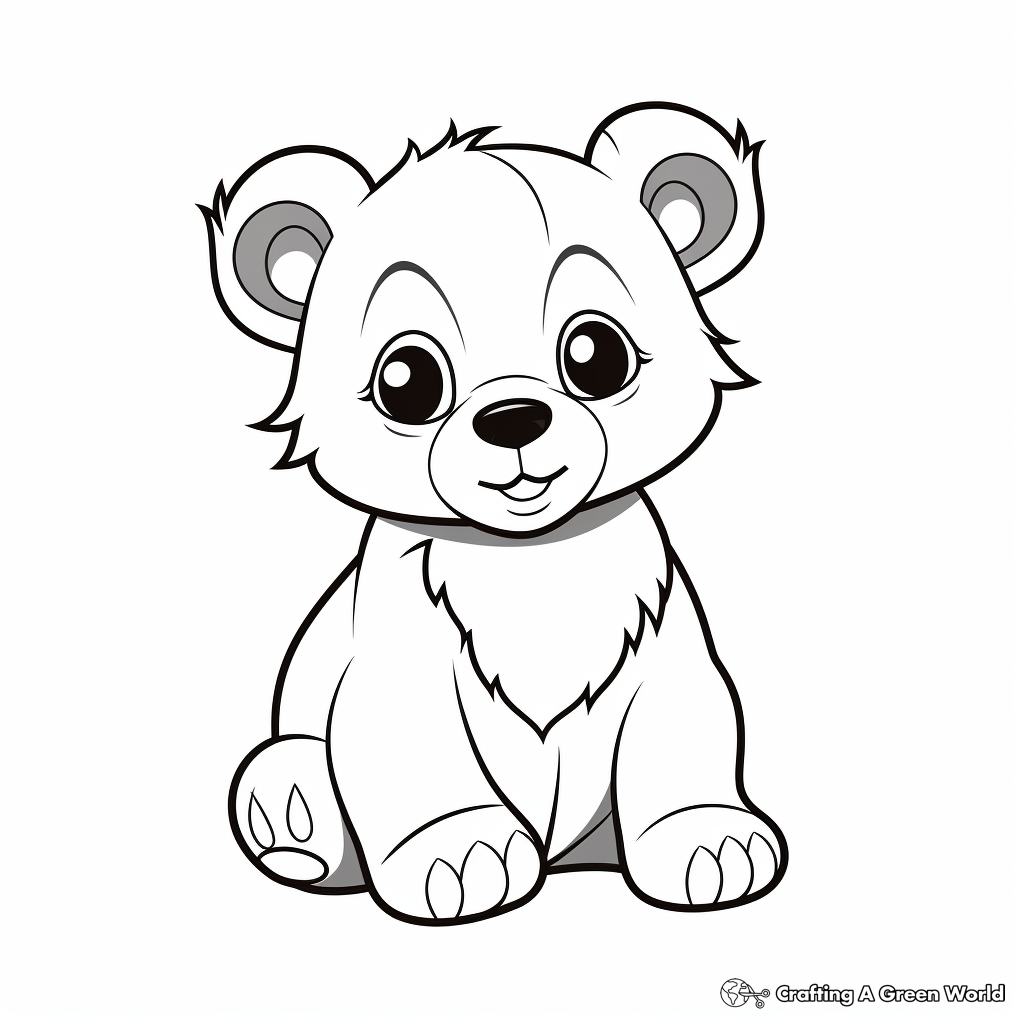 Cute Black Bear Cub Coloring Pages for Kids 2