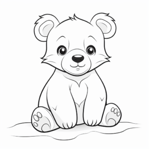 Cute Black Bear Cub Coloring Pages for Kids 3