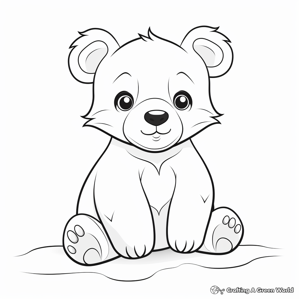 Cute Black Bear Cub Coloring Pages for Kids 3