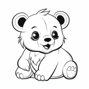 Cute Black Bear Cub Coloring Pages for Kids 4
