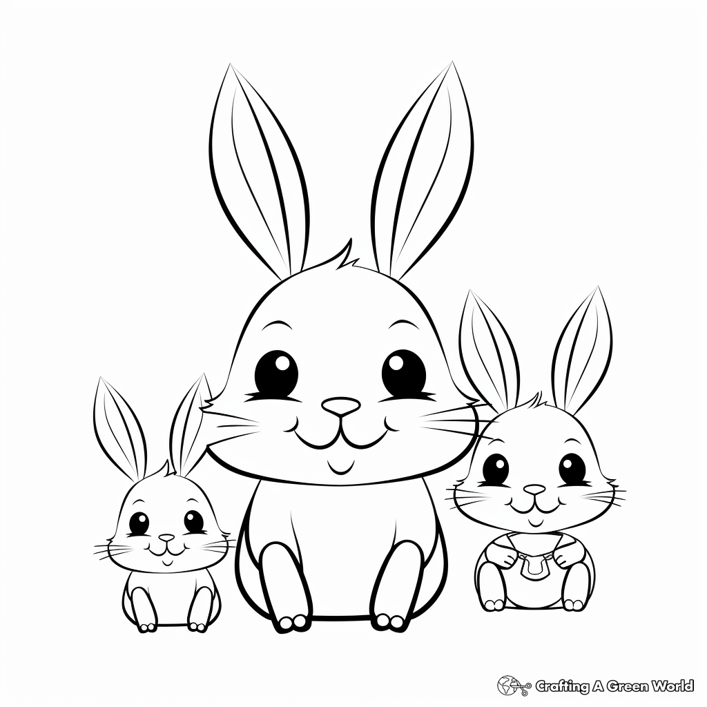 Cute Bunny Family Coloring Pages 2