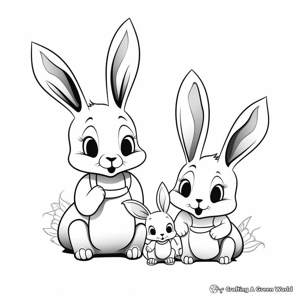 Cute Bunny Family Coloring Pages 3