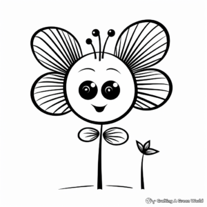 Cute Butterfly and Wildflower Coloring Pages for Toddlers 1