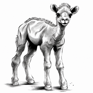 Cute Camel Calf Coloring Pages 1