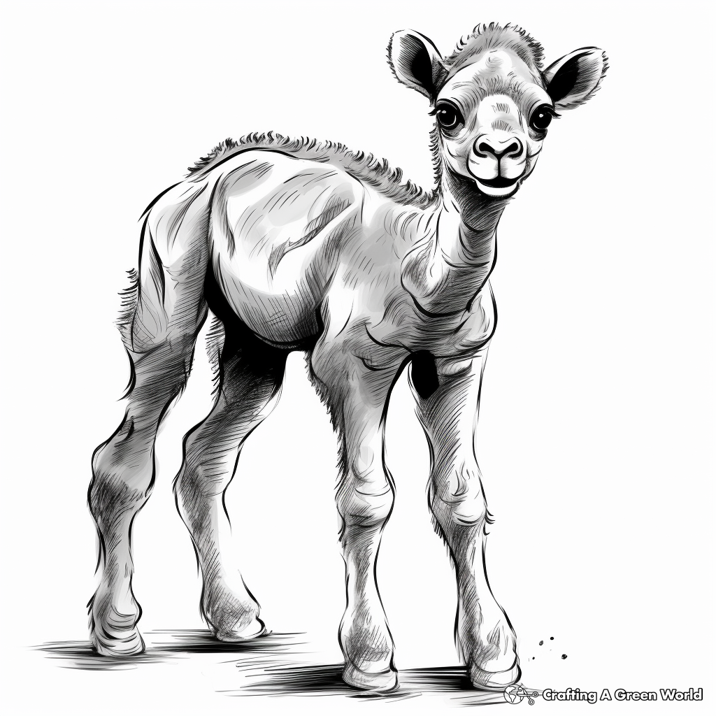 Cute Camel Calf Coloring Pages 1