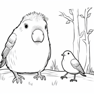 Cute Capybara and Birds Coloring Pages 3