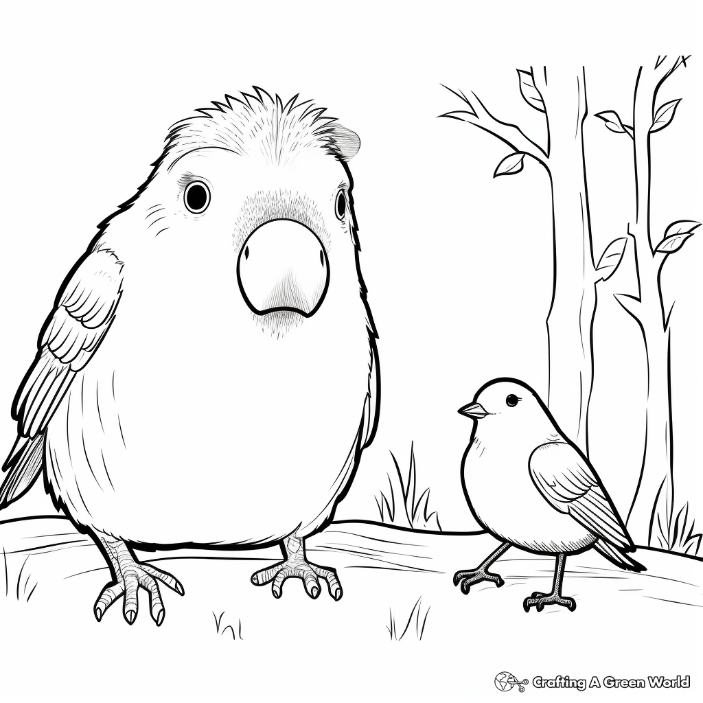 Cute Capybara and Birds Coloring Pages 3