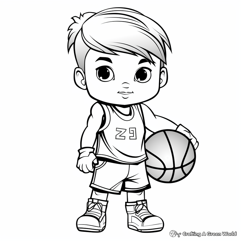 Cute Cartoon Basketball Character Coloring Pages 1