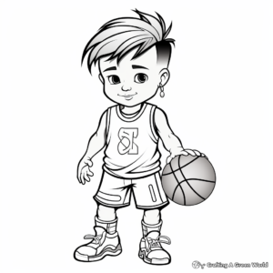 Cute Cartoon Basketball Character Coloring Pages 2
