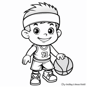 Cute Cartoon Basketball Character Coloring Pages 3