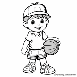 Cute Cartoon Basketball Character Coloring Pages 4