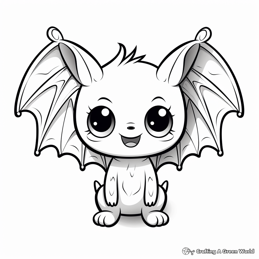 Cute Cartoon Bat Wings Coloring Pages 3
