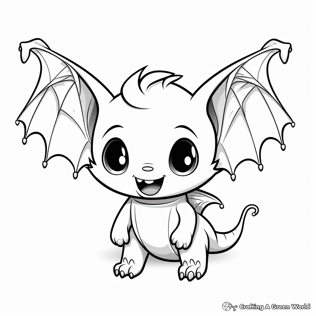 Cute Cartoon Bat Wings Coloring Pages 4