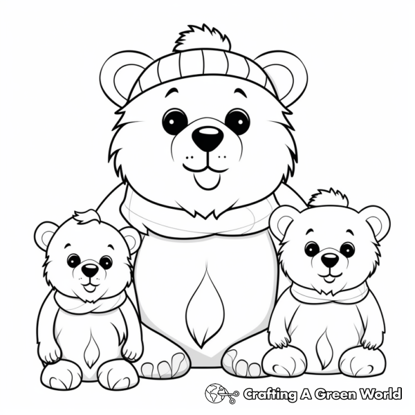 Cute Cartoon Bear Family Coloring Pages 1