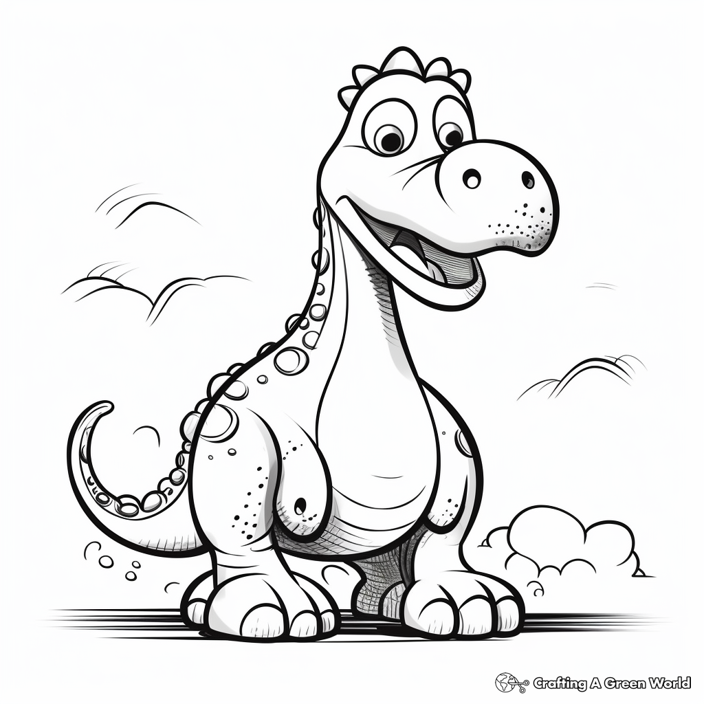 Cute Cartoon Brontosaurus Coloring Pages 2