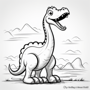 Cute Cartoon Brontosaurus Coloring Pages 3