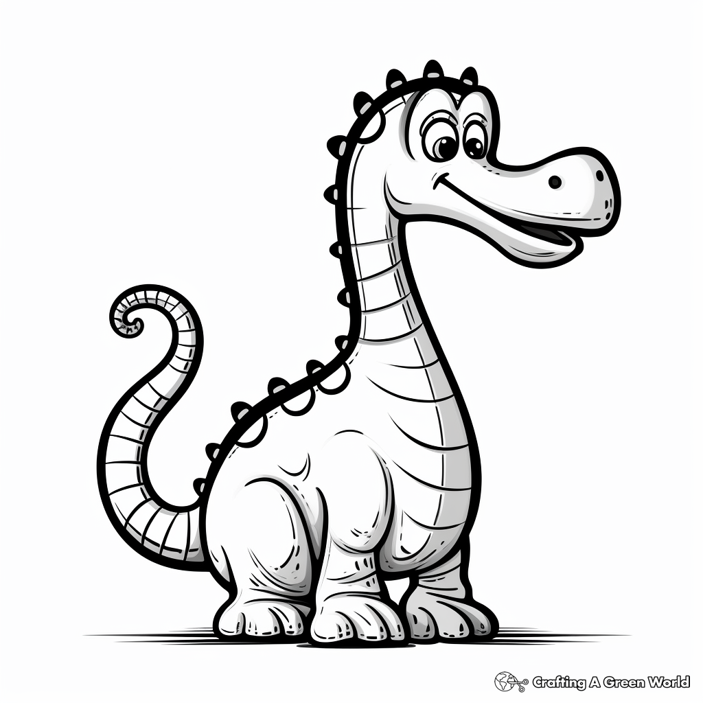 Cute Cartoon Brontosaurus Coloring Pages 4
