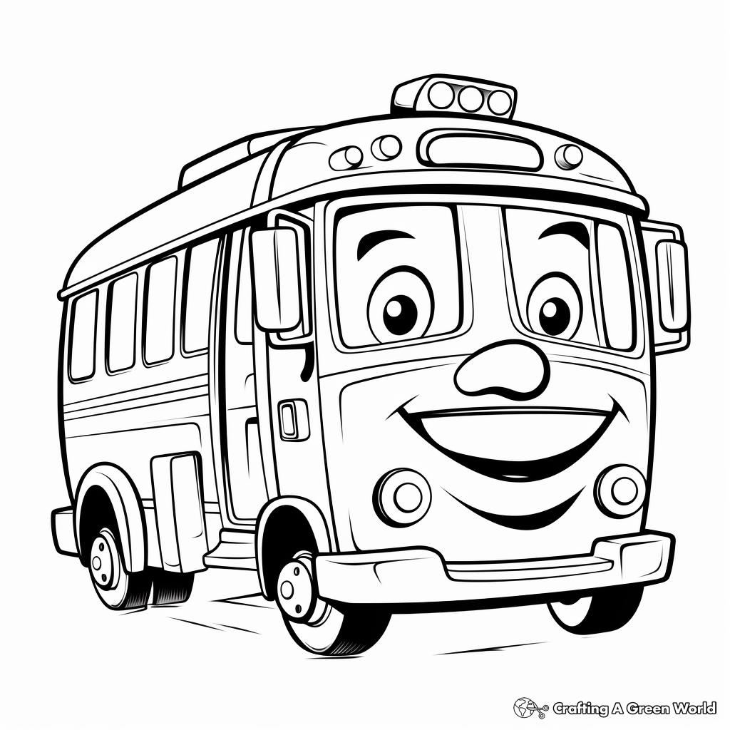 Cute Cartoon Bus Coloring Pages for Kids 4