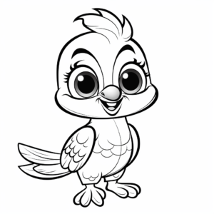 Cute Cartoon Cardinal Coloring Pages for Kids 1