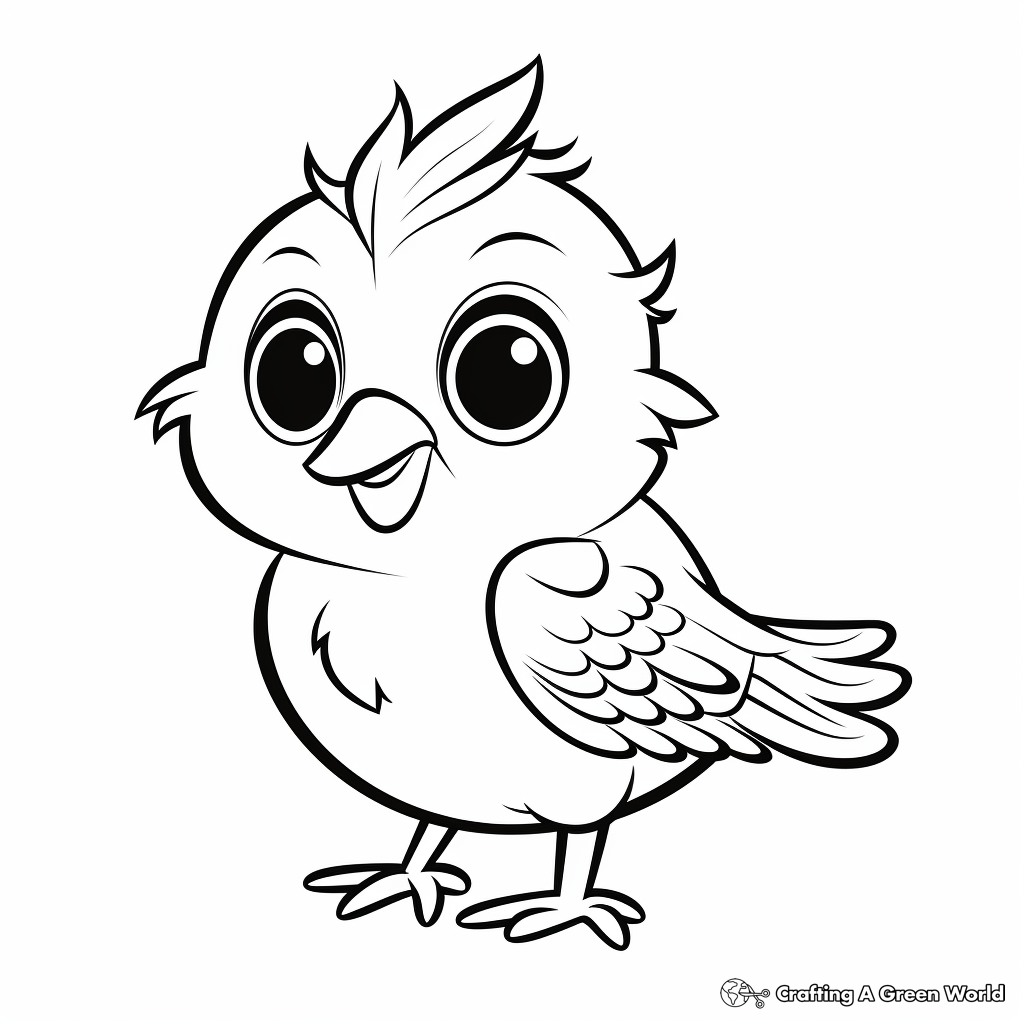 Cute Cartoon Cardinal Coloring Pages for Kids 2