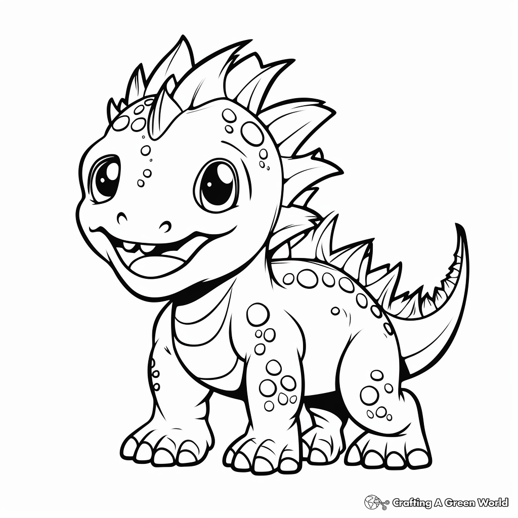 Cute Cartoon Carnotaurus Coloring Pages for Children 4