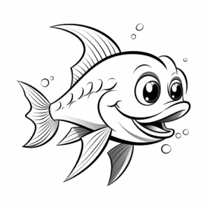Cute Cartoon Glass Catfish Coloring Pages 2