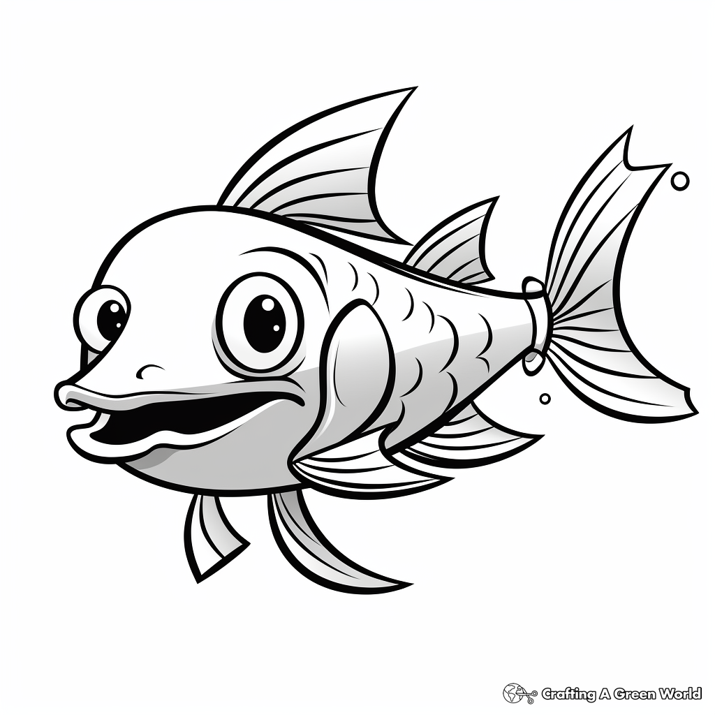 Cute Cartoon Glass Catfish Coloring Pages 4