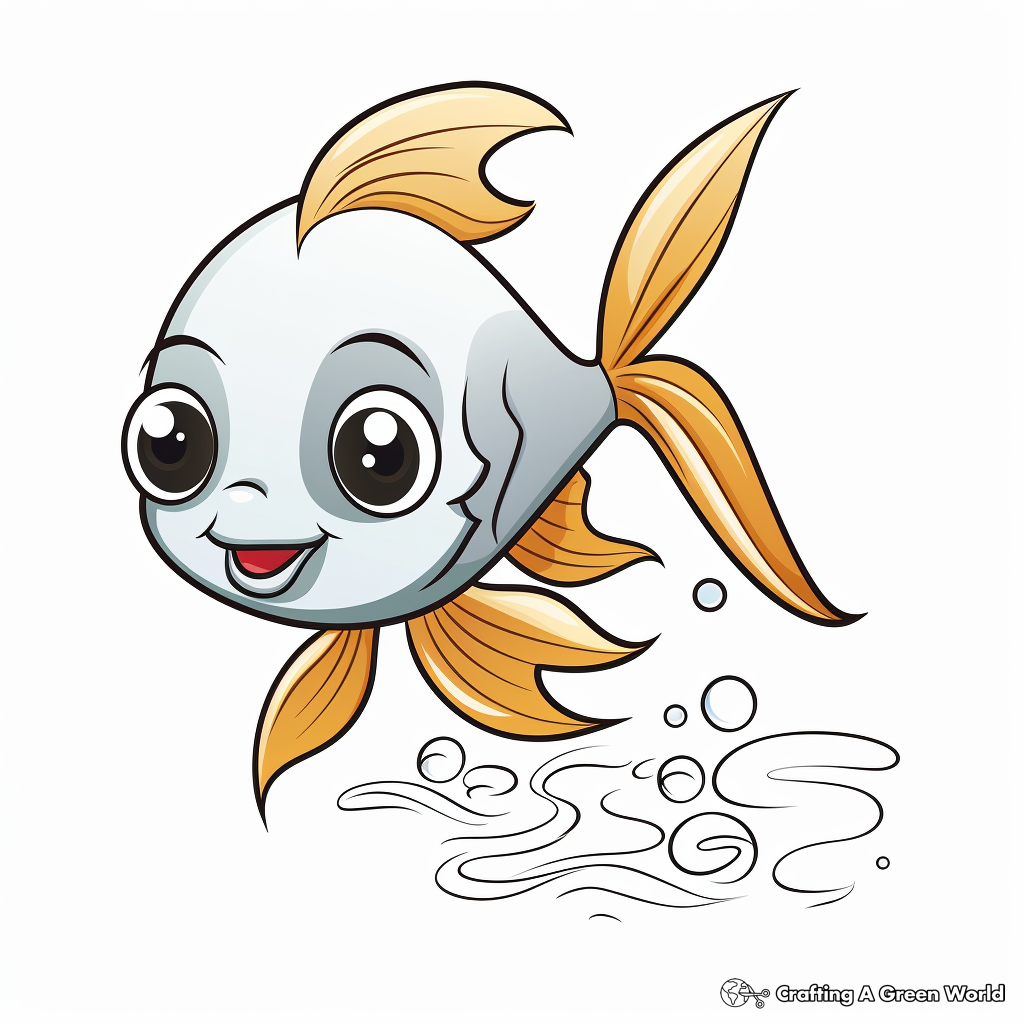 Cute Cartoon Goldfish Coloring Pages 2