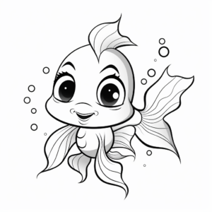 Cute Cartoon Goldfish Coloring Pages 4