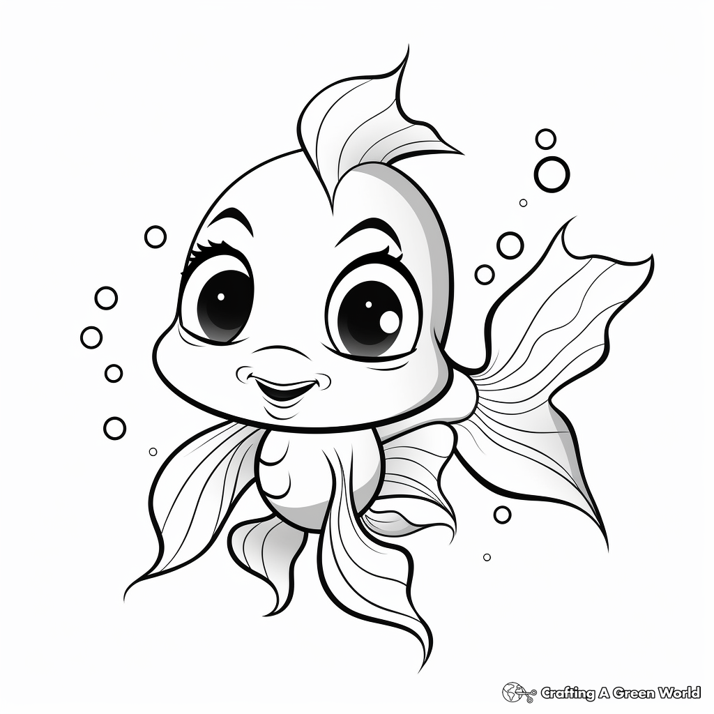 Cute Cartoon Goldfish Coloring Pages 4