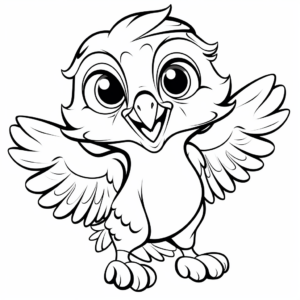 Cute Cartoon Hawk Coloring Pages for Kids 1