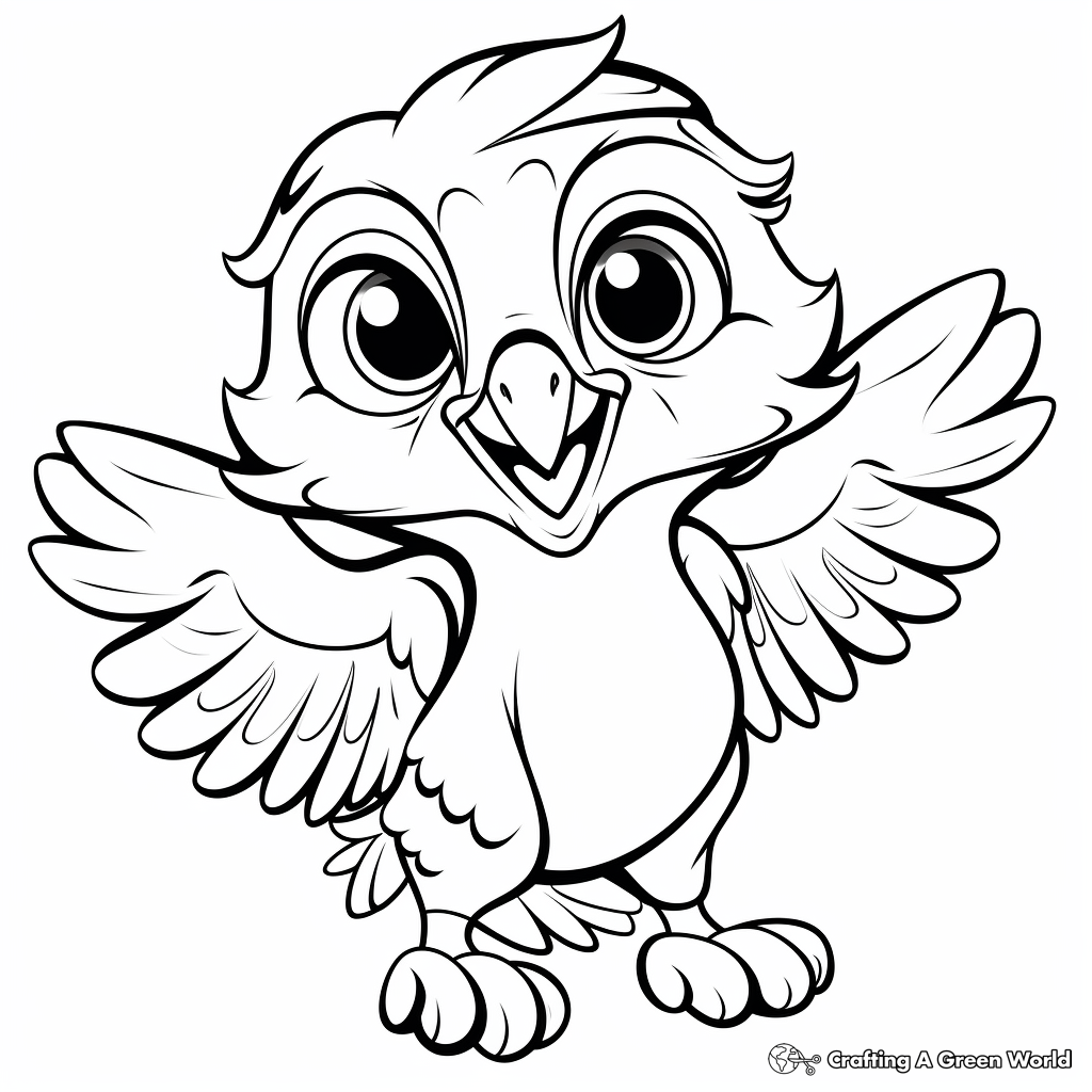 Cute Cartoon Hawk Coloring Pages for Kids 1