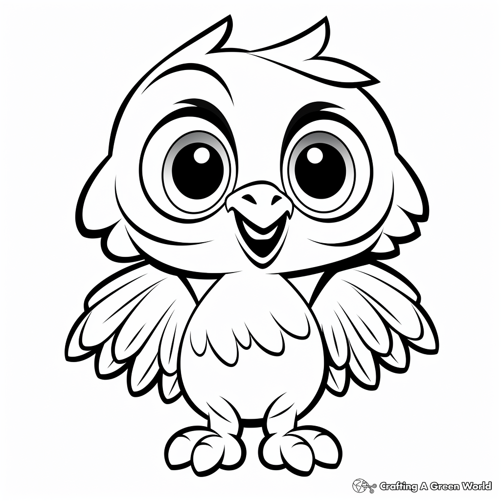 Cute Cartoon Hawk Coloring Pages for Kids 2