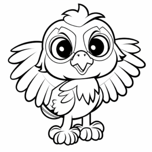 Cute Cartoon Hawk Coloring Pages for Kids 3