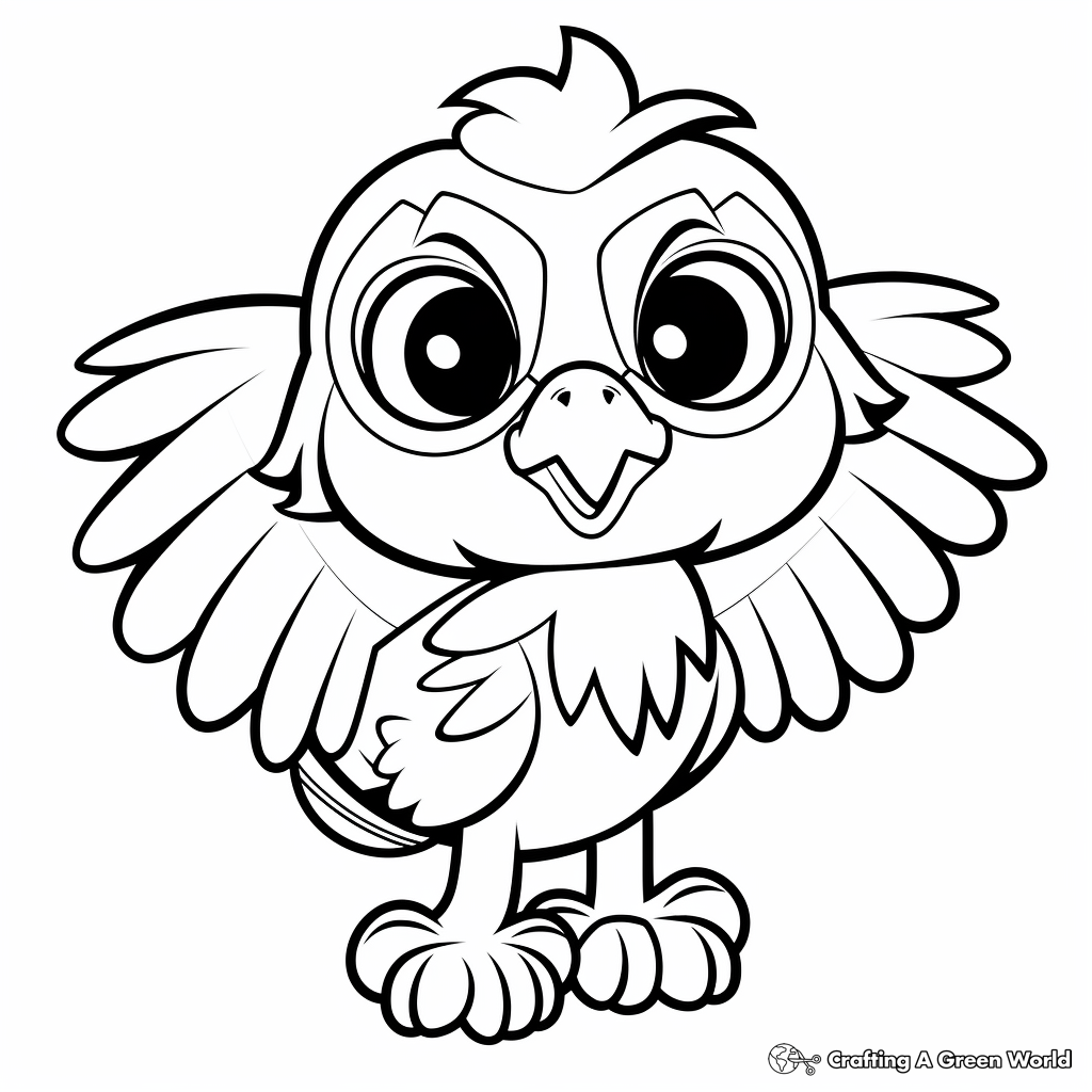 Cute Cartoon Hawk Coloring Pages for Kids 3