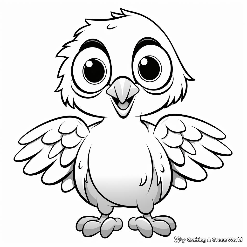 Cute Cartoon Hawk Coloring Pages for Kids 4