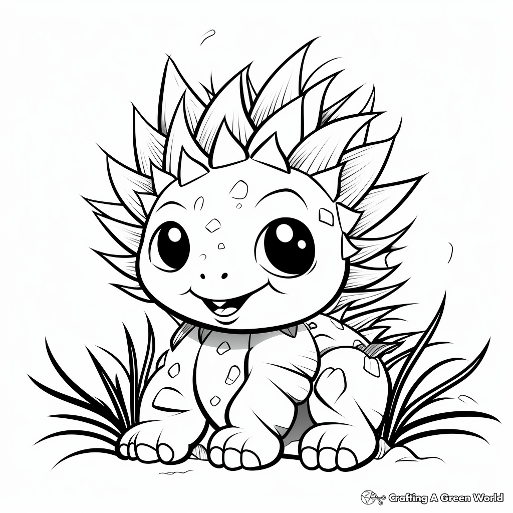 Cute Cartoon Kentrosaurus Coloring Pages for Young Learners 1
