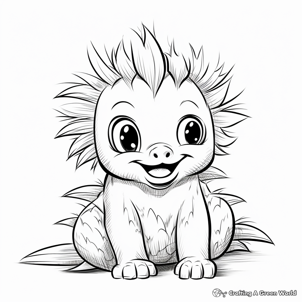 Cute Cartoon Kentrosaurus Coloring Pages for Young Learners 2