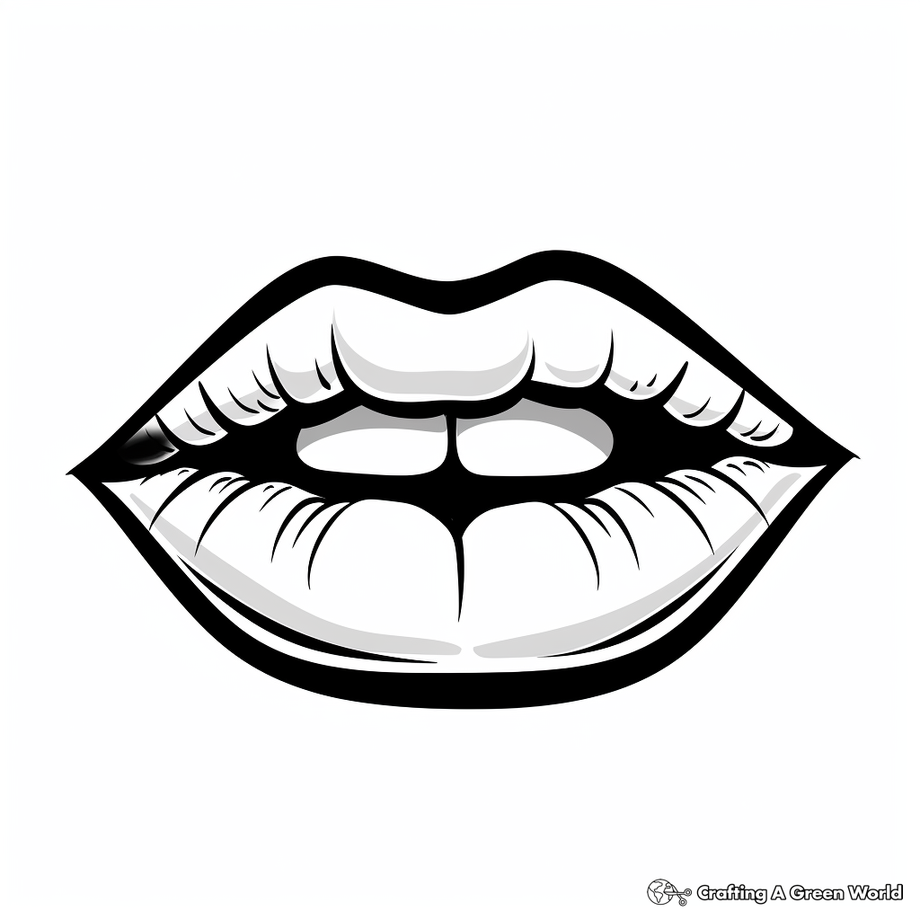 Cute Cartoon Lips Coloring Pages 3
