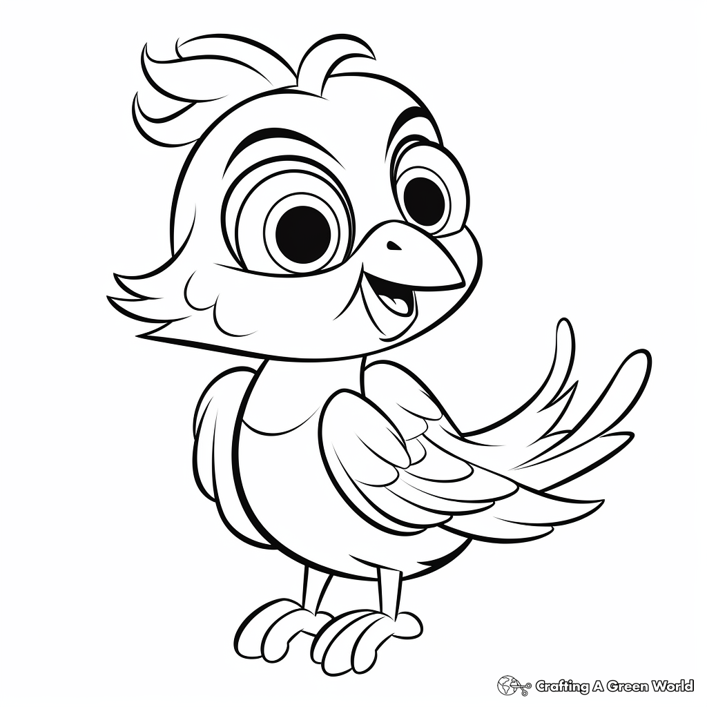 Cute Cartoon Parrot Coloring Pages 1