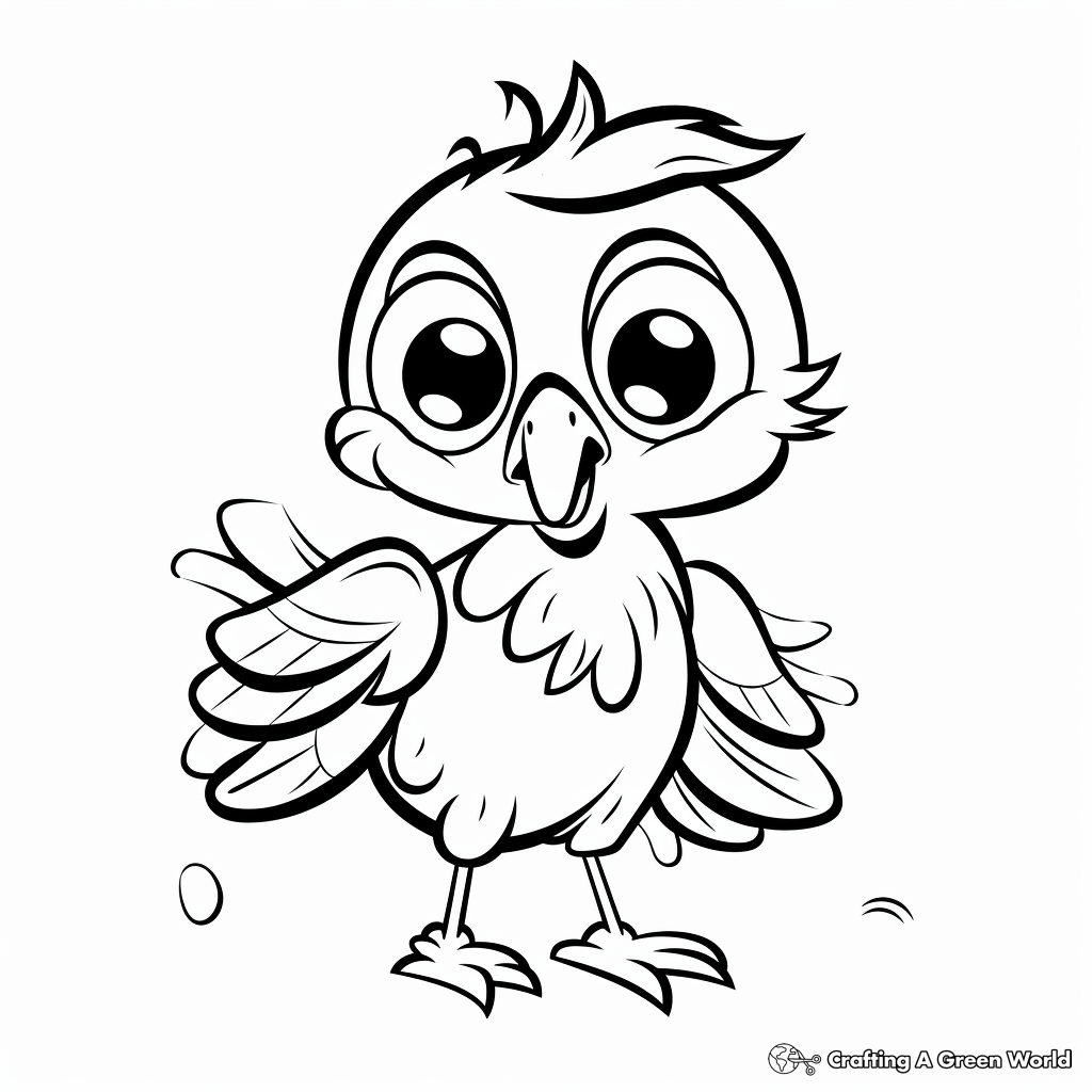 Cute Cartoon Parrot Coloring Pages 2