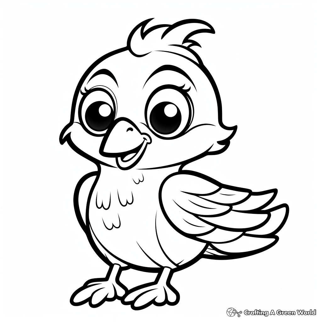 Cute Cartoon Parrot Coloring Pages 4