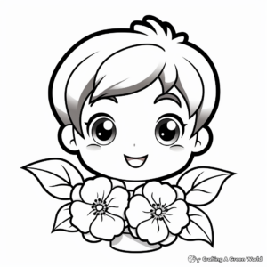 Cute Cartoon Peony Coloring Pages for Children 4
