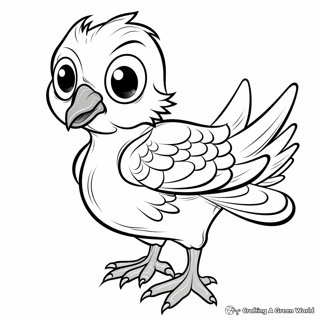 Cute Cartoon Pigeon Coloring Sheets 1