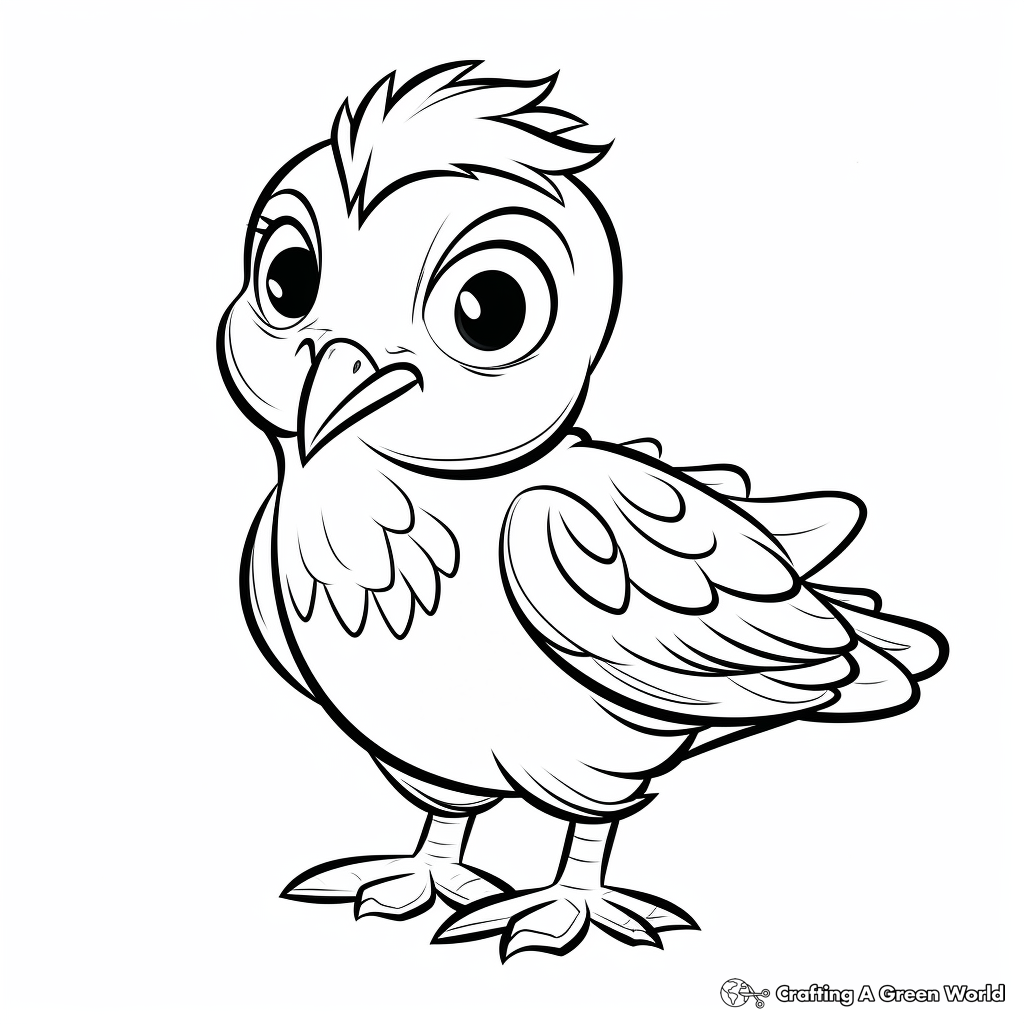 Cute Cartoon Pigeon Coloring Sheets 3