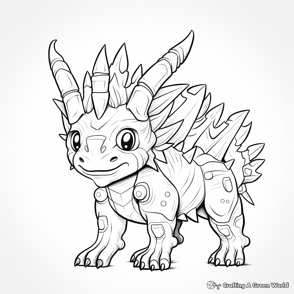 Cute Cartoon Styracosaurus Coloring Pages 1