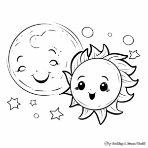 Cute Cartoon Sun and Moon Coloring Pages for Kids 1