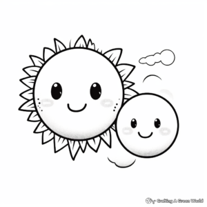 Cute Cartoon Sun and Moon Coloring Pages for Kids 4