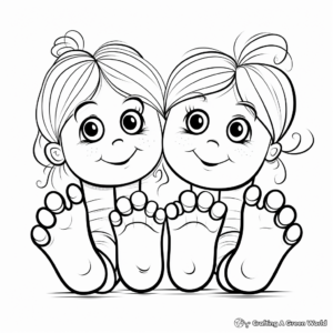 Cute Cartoon Toes Coloring Pages for Children 1
